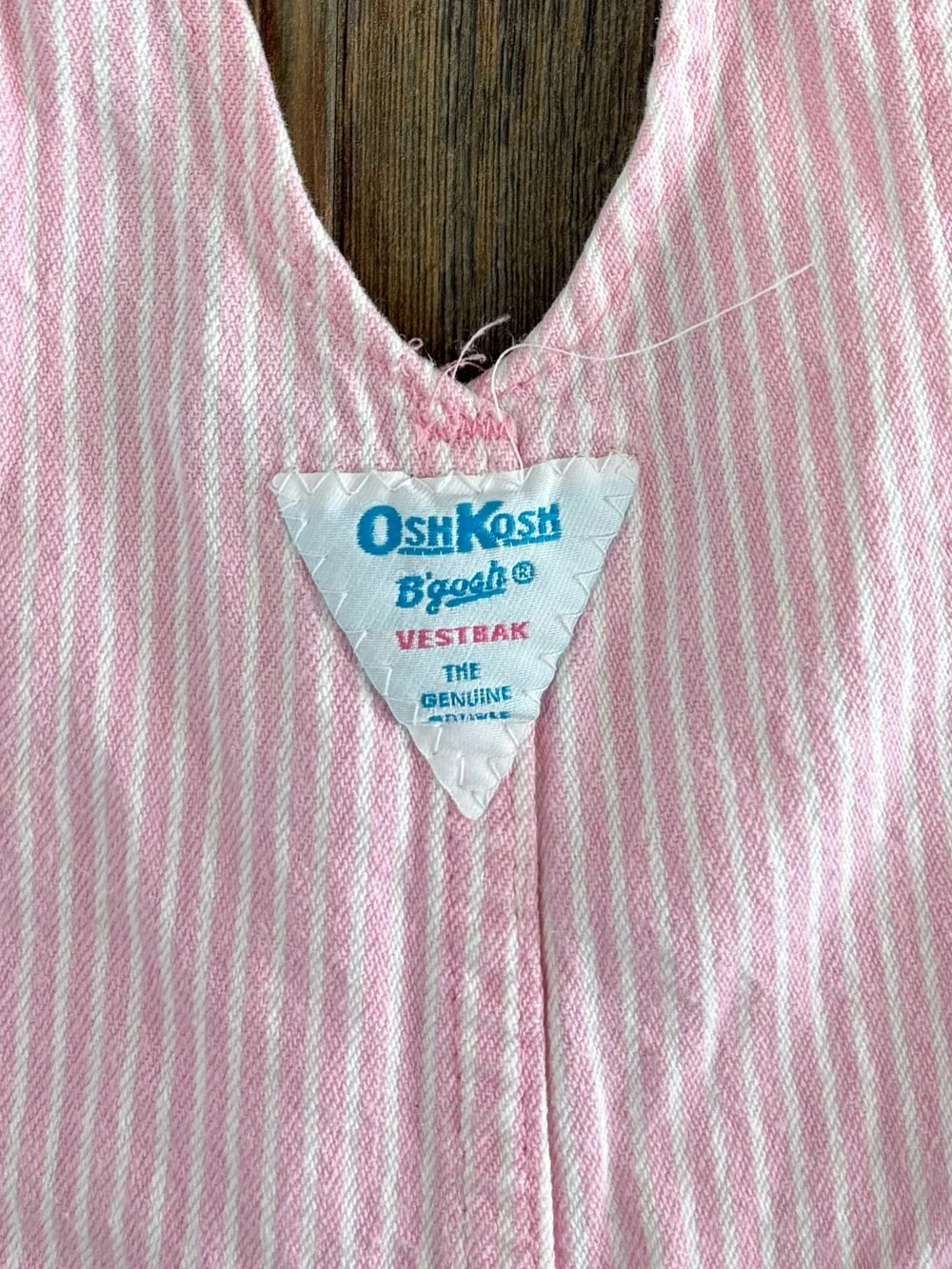 Vintage OshKosh B'gosh Vestbak Pink White Pinstripe Overalls Bibs Baby 3/6 Mos